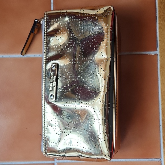 KATE SPADE New York LITTLE SHILOH Metro Spade Gold Shimmer cosmetic bag EUC - Picture 3 of 5